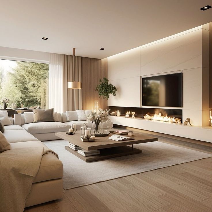 Luxury Living Room with Fireplace